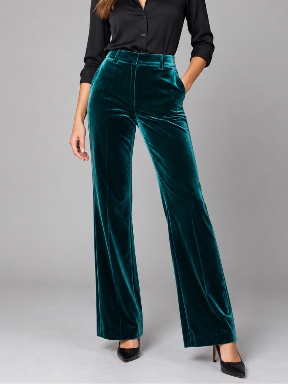 Alex Marie Kelly Emerald Green Velvet Flare Pants Sz 4 NWT